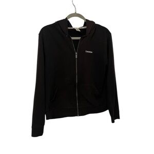 Calvin Klein Black Full Zip Logo Hoodie Women Size S